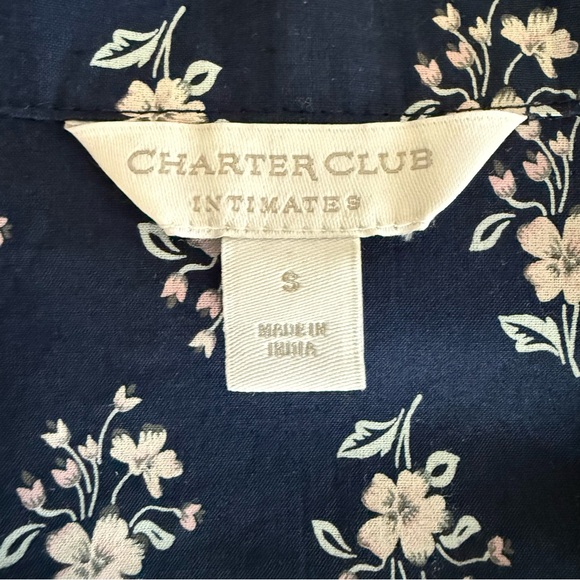 NWT Charter Club Navy Floral 100%Cotton PJ Set Top & Shorts - Picture 5 of 10